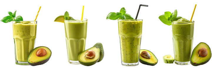 Wall Mural - Fresh avocado juice isolated on transparent background