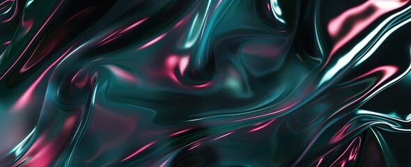 Poster - Unearthly beauty: a mesmerizing dance of colors and light, conveying the smooth movement of iridescent shades in abstract art