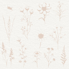 Naklejka na meble Delicate watercolor meadow flowers, botanical digital paper