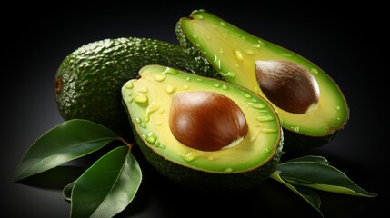 Poster - Isolated avocado sliced on a white background.