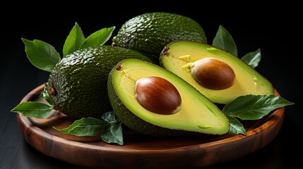Poster - A close-up of an avocado slice isolated on a white background.