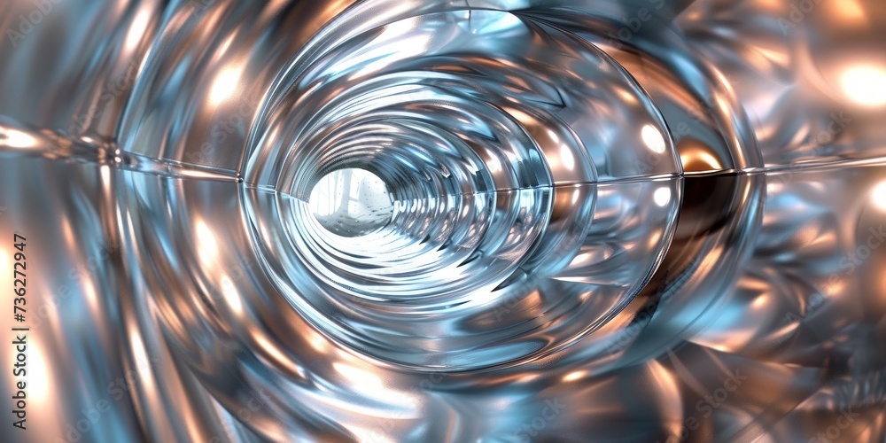 Geometric Capture Light Futuristic Silver Corridor: A Shimmering Metallic Tunnel with Perfect ...
