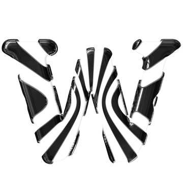 White symbol with black thin straps. letter w
