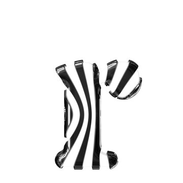 White symbol with black thin straps. letter r