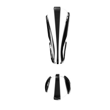 White symbol with black thin straps