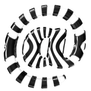 White symbol with black thin straps