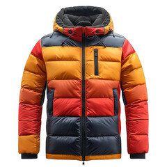  front view of full color down jacket isolated on transparent background ,generative ai