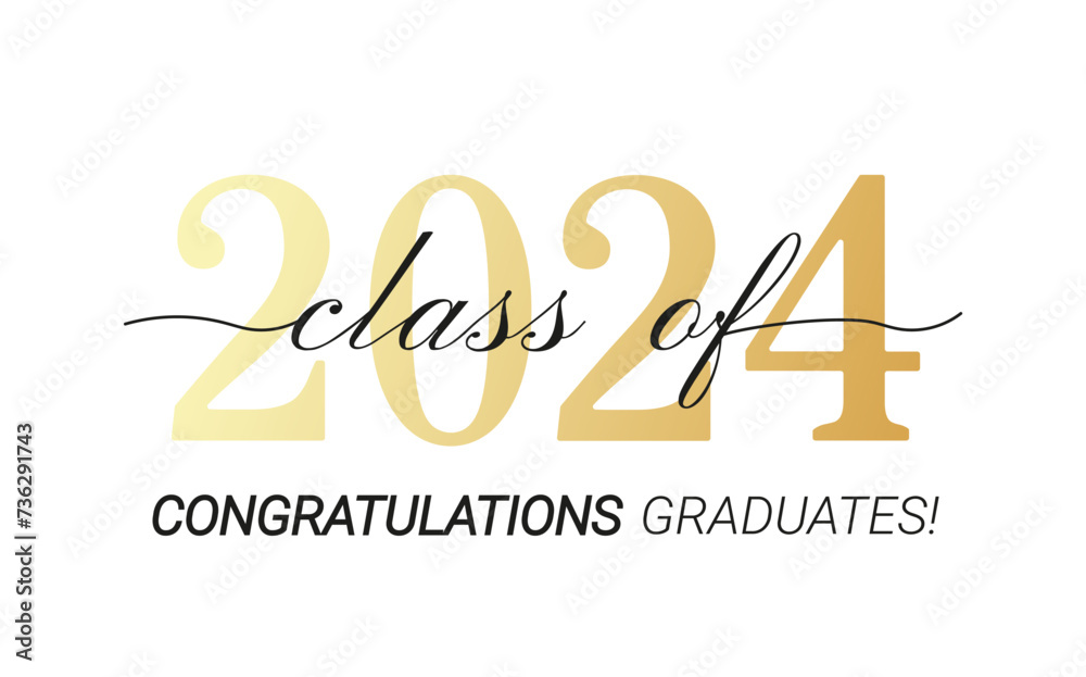 Class of 2024. Congratulations graduates with black and gold design ...