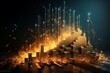 © arhendrix - Glowing financial graph with rising golden bars and energetic sparks, growth, success and dynamic market activity in the financial sector. Dynamic Financial Progress, Prosperous Market Surge