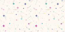 Cute Colorful Star Backgorund, Shooting Star Celestial Wallpaper Design, Seamless Repeating Backgorund Design