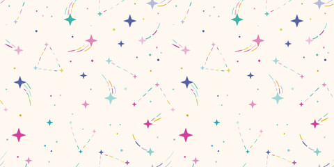 Poster - Cute colorful star backgorund, shooting star celestial wallpaper design, seamless repeating backgorund design