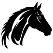 Horse head silhouette icon in black color. Vector template.