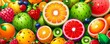abstract colourful fruits background , fruits website banner background