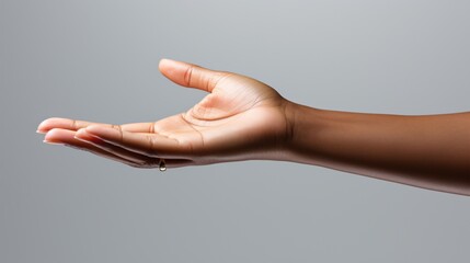 Female hand grasping an item.