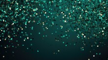 The Background Of The Confetti Scattering Is In Emerald Color.