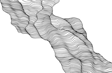 Wall Mural - Abstract wavy background. Black and white lines. Hand drawn illustration.