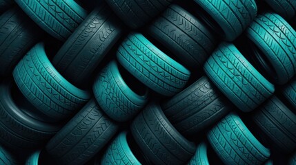 Sticker -  Turquoise background with car tires