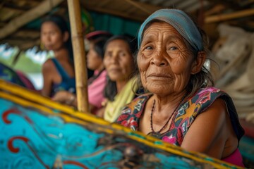 Indigenous people of the Amazon forest, portrait of an old women. 