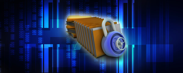 Poster - 3d rendering folder protected lock