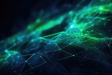 Fototapete - Connection structure. 3d rendering, Abstract polygonal space low poly dark background with connecting dots and lines, Ai generated