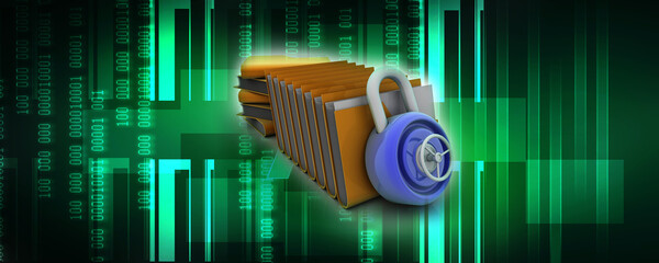 Poster - 3d rendering folder protected lock