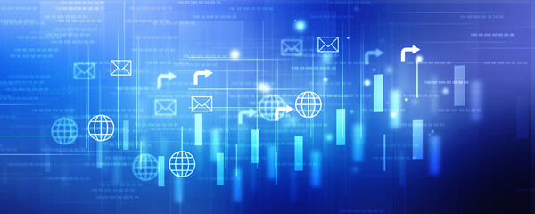 Poster - 2D Digital Abstract Business Networking background
