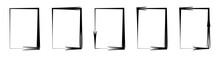 Grunge Brush Outline Frames Border Set. Rectangle Pencil Frames Border Shape Elements. Hand Drawn Sketch Borders Collection.