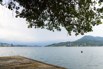 Canvas Print - Tamsui river over the Bali district in Taiwan