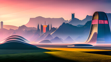 Wall Mural - sunset over the mountains