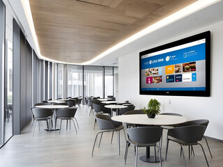 Wall Mural - Digital Signage Corporate TV Meeting Room Office New Work Business Space Cafeteria design.