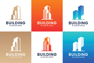 Wall Mural - set of building, construction collection, logo design template.