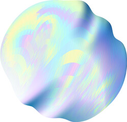 Poster - Vibrant colored vaporwave styled abstract ball shape with holographic texture on violet and pink background