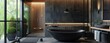 Bathroom luxury interior design with matte black bath and modern shower