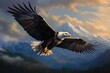 Eagle beauty of eagles soaring in the sky, bald eagle flying on blurred background, AI generated