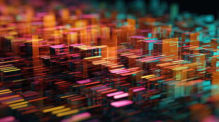 Poster - Abstract background with structure of cubes. Colorful cubes texture for technology backdrop.