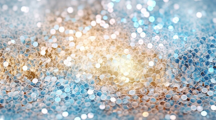 Poster - Abstract shiny background with blue glitter. Scattered confetti sparkles with light blue pastel color.