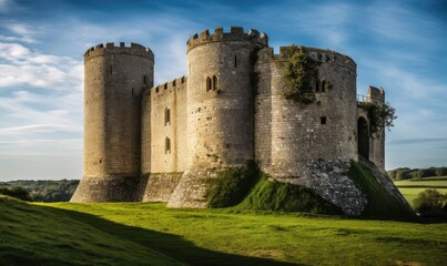 Wall Mural - A Castle With a Grassy Field