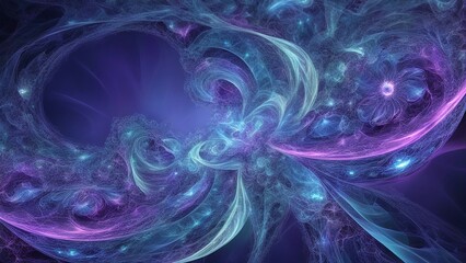 Wall Mural - abstract background with smoke _A  art with fractal shapes and cool colors. The art is generated by mathematical formulas,  