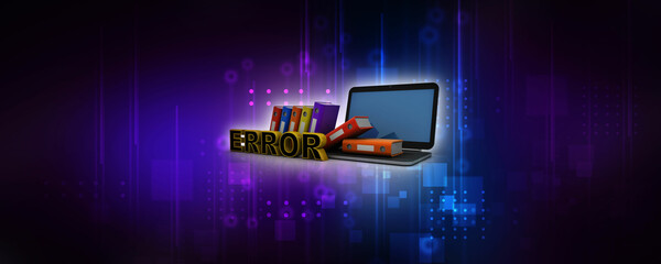 Poster - 3d rendering Binder with laptop
