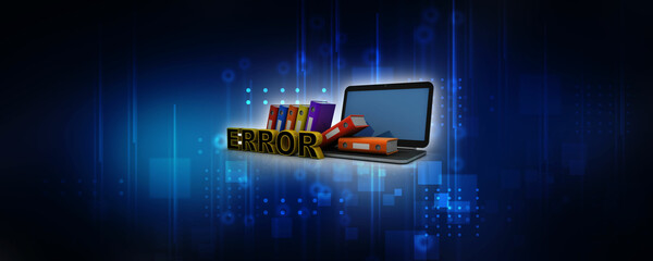 Poster - 3d rendering Binder with laptop