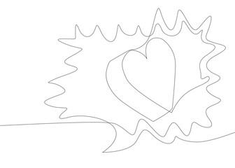Poster - One continuous line of speech bubble with Heart. Thin Line Illustration vector Valentine's Day concept. Contour Drawing Creative ideas.
