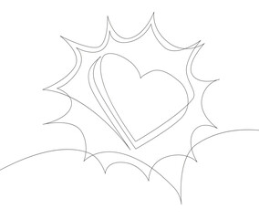 Poster - One continuous line of speech bubble with Heart. Thin Line Illustration vector Valentine's Day concept. Contour Drawing Creative ideas.