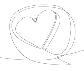 Poster - One continuous line of speech bubble with Heart. Thin Line Illustration vector Valentine's Day concept. Contour Drawing Creative ideas.