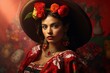 Traditional Photo mexican woman person. Model fashion. Generate Ai