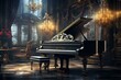 Piano wall background. Musical style. Generate Ai