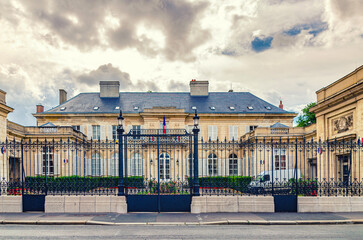 County Council of the Somme Conseil Departemental building in Amiens historical city centre, cloudy sky background, Somme department, Hauts-de-France Region, Northern France