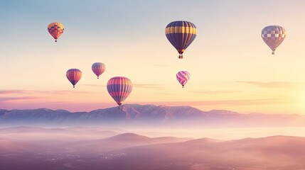  Group of Hot Air Balloons Flying in the Sky