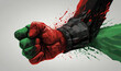ndependence Day concept. Fist in Three color Red black and Green. Generative AI illustration