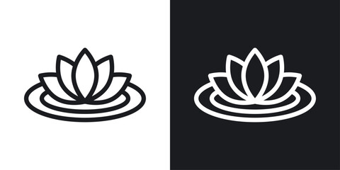 Wall Mural - Water lily icon designed in a line style on white background.