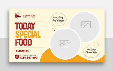Wall Mural - Fast food restaurant youtube thumbnail and web banner template design